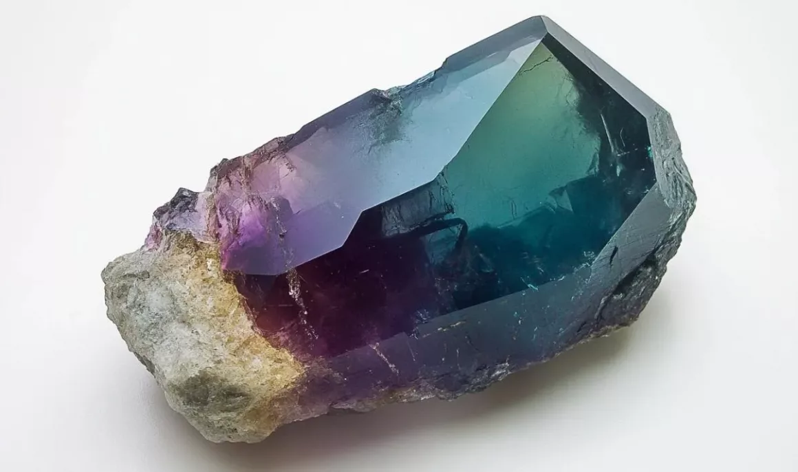 Raw alexandrite crystal displaying vivid green and purple hues, a rare June birthstone.