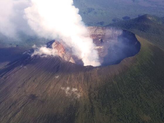 Mount Nyiragongo viewed aerially in 2014 (source: wikipedia). One of the Top 10 Geological Destinations in Eastern Africa.