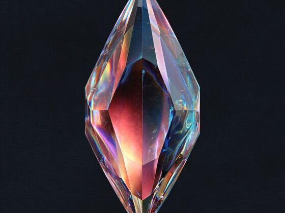 A brilliant, digitally rendered diamond-shaped gemstone with colorful reflections, symbolizing the advanced technology behind AI-Powered Gemstone Grading Tools.
